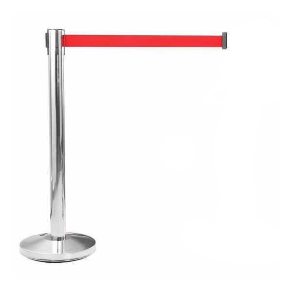 Poste Separador Inox con Cinta Roja Extensible de 2 m x 5 cm NORMALUZ