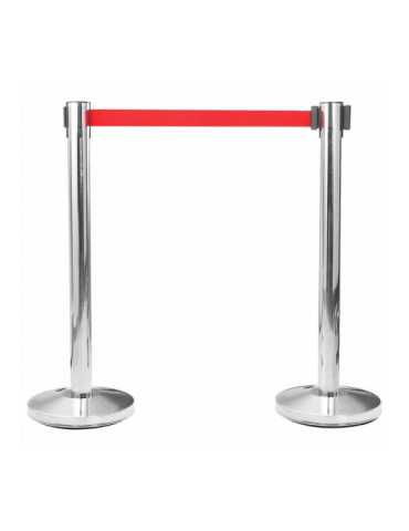 Poste Separador Inox con Cinta Roja Extensible de 2 m x 5 cm NORMALUZ 2