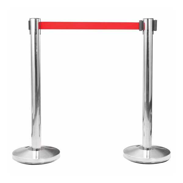 Poste Separador Inox con Cinta Roja Extensible de 2 m x 5 cm NORMALUZ