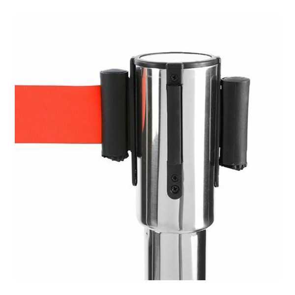 Poste Separador Inox con Cinta Roja Extensible de 2 m x 5 cm NORMALUZ