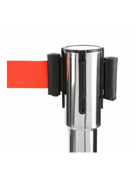 Poste Separador Inox con Cinta Roja Extensible de 2 m x 5 cm NORMALUZ