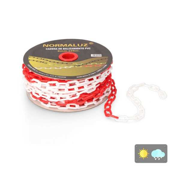 Cadena Plastico Blanca y Roja, 25M NORMALUZ