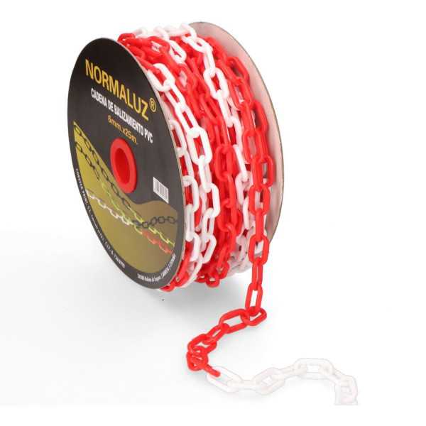 Cadena Plastico Blanca y Roja, 25M NORMALUZ