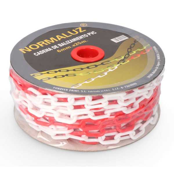 Cadena Plastico Blanca y Roja, 25M NORMALUZ