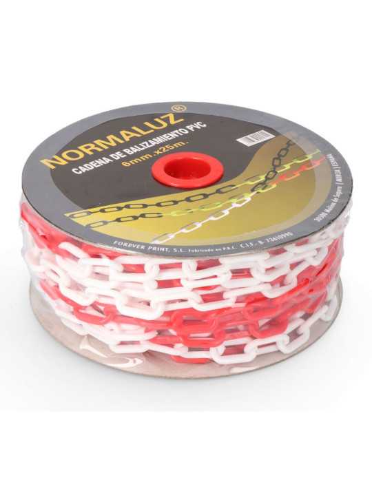 Cadena Plastico Blanca y Roja, 25M NORMALUZ