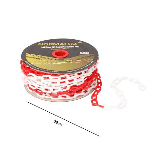 Cadena Plastico Blanca y Roja, 25M NORMALUZ