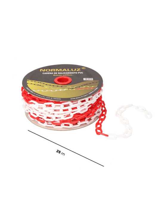 Cadena Plastico Blanca y Roja, 25M NORMALUZ