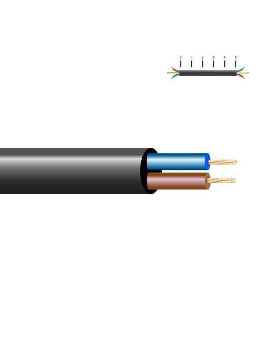 Lote de 100 Unidades Manguera Tubular H05VV-F 2 x 0,75 mm², Negra EURO/m SEDILES