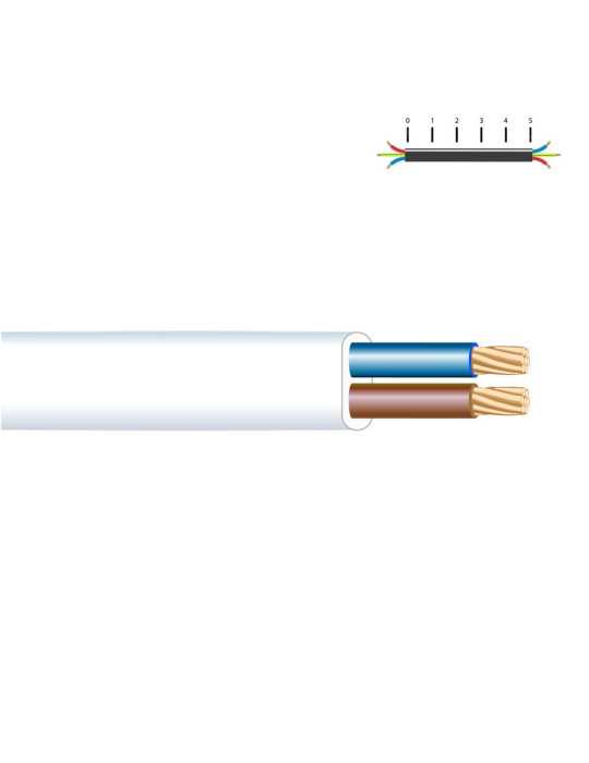 Lote de 100 Unidades Manguera Plana H05VVH2-F 2 x 1,00 mm² Blanca EURO/m SEDILES