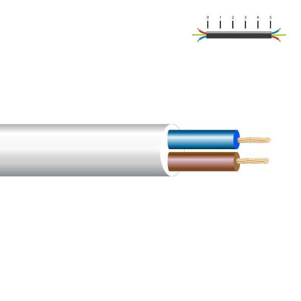 Lote de 100 Unidades Manguera Tubular H05VV-F 2 x 1,00 mm², Blanca EURO/m SEDILES