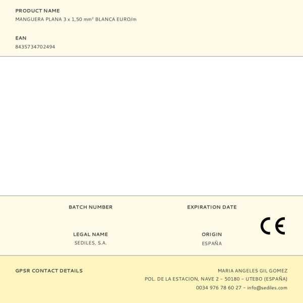 Lote de 100 Unidades Manguera Plana 3 x 1,50 mm² Blanca EURO/m SEDILES