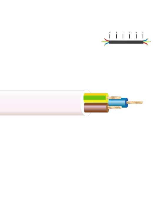 Lote de 100 Unidades Manguera Tubular H05VV-F 3 G 1,50 mm², Blanca EURO/m SEDILES