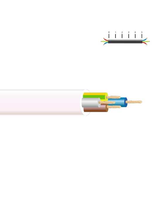 Lote de 100 Unidades Manguera Tubular H05VV-F 4 G 1,00 mm², Blanca EURO/m SEDILES