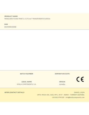 Lote de 200 Unidades Manguera Plana Fror 2 x 0,75 mm² Transparente EURO/m KOALA COMPONENTS 2