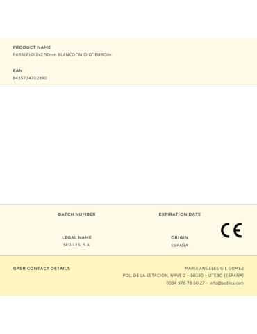 Lote de 100 Unidades Cable Paralelo Blanco Audio 2 x 2,50 mm EURO/m SEDILES 2