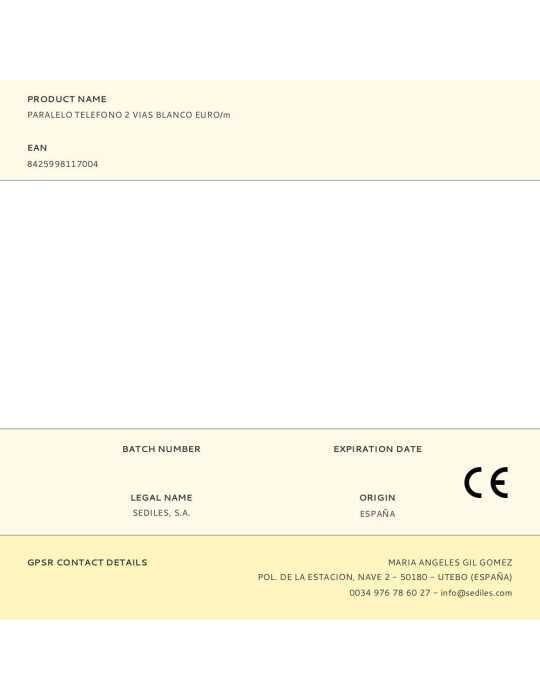 Lote de 250 Unidades Cable Paralelo Teléfono 2 Vias Blanco EURO/m SEDILES