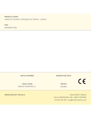 Lote de 100 Unidades Cable UTP Flexible Categoria 6 N° Pares 4 - EURO/m LOGILINK 2