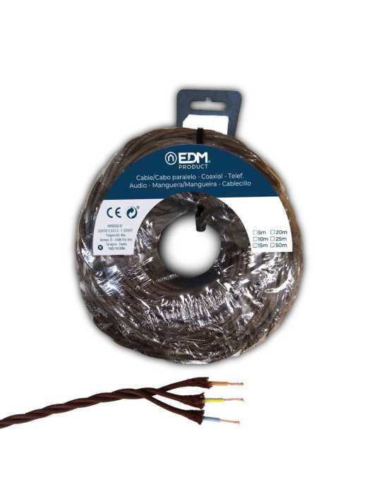 Carrete Cable Paralelo Textil Trenzado H07V-k 3 G 2,50 mm² Marrón, 5 m EDM