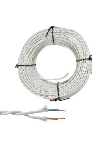 Lote de 100 Unidades Cable Paralelo Textil Trenzado H05V-K 2 x 1,00 mm² Blanco EURO/m EDM