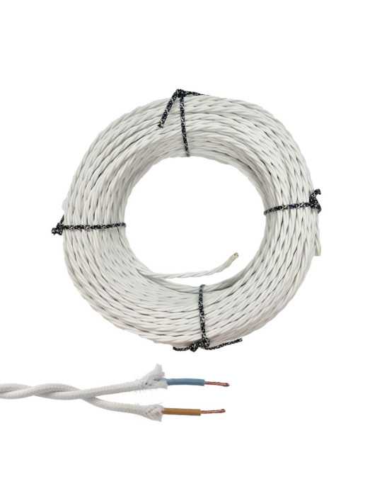 Lote de 100 Unidades Cable Paralelo Textil Trenzado H05VV-F 2 x 1,50 mm² Blanco EURO/m EDM