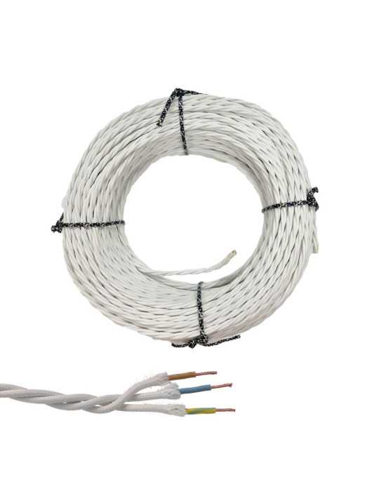 Lote de 100 Unidades Cable Paralelo Textil Trenzado H07V-K 3 G 2,50 mm² Blanco EURO/m EDM