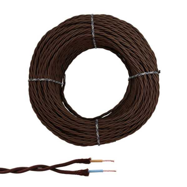 Lote de 100 Unidades Cable Paralelo Textil Trenzado H05V-K 2 x 1,00 mm² Marrón EURO/m EDM