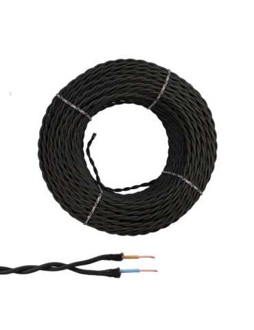Lote de 100 Unidades Cable Paralelo Textil Trenzado H05VV-F 2 x 1,50 mm² Negro EURO/m EDM