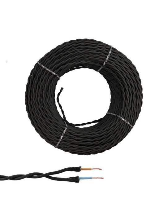 Lote de 100 Unidades Cable Paralelo Textil Trenzado H05VV-F 2 x 1,50 mm² Negro EURO/m EDM