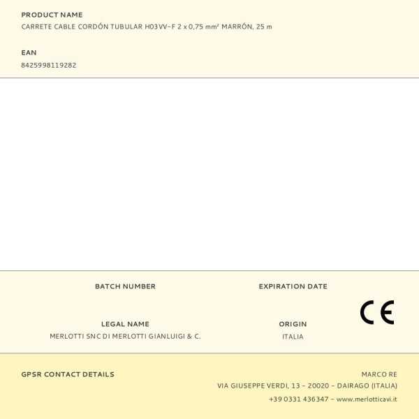 Lote de 25 Unidades Carrete Cable Cordón Tubular H03VV-F 2 x 0,75 mm² Marrón, 25 m EDM