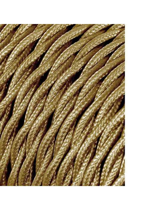 Lote de 25 Unidades Carrete Cable Textil Trenzado H03VV-F 2 x 0,75 mm² Oro, 25 m EDM