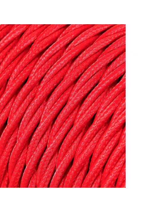 Lote de 25 Unidades Carrete Cable Textil Trenzado H03VV-F 2 x 0,75 mm² Rojo, 25 m EDM