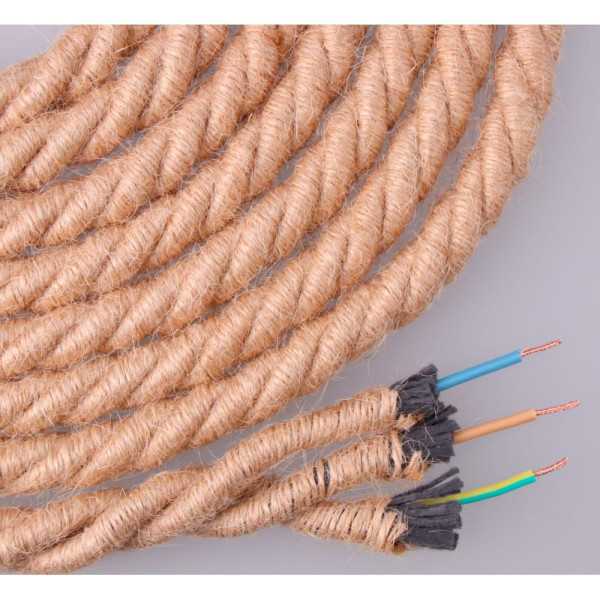 Lote de 20 Unidades Cable de Cuerda de Yute Trenzado 3 G 0,75mm 20m EURO/m EDM