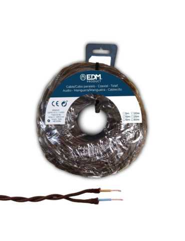 Carrete Cable Paralelo Textil Trenzado H05V-K 2 x 1,00 mm² Marrón, 25 m EDM