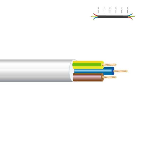 Lote de 100 Unidades Manguera Tubular VV-K06/1KV 3 G 1,50 mm², Blanca EURO/m SEDILES