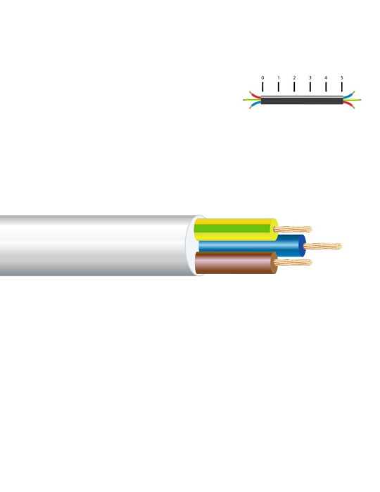 Lote de 100 Unidades Manguera Tubular VV-K06/1KV 3 G 1,50 mm², Blanca EURO/m SEDILES