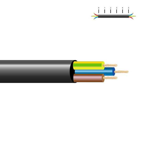 Lote de 100 Unidades Manguera Tubular VV-K06/1KV 3 G 1,50 mm², Negra EURO/m SEDILES