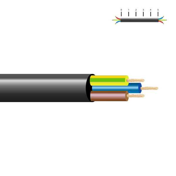 Lote de 100 Unidades Manguera Tubular VV-K06/1KV 3 G 2,50 mm², Negra EURO/m SEDILES