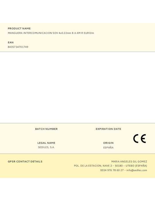 Lote de 100 Unidades Manguera Intercomunicacion 5OV 4x0.22mm B A AM R EURO/m SEDILES