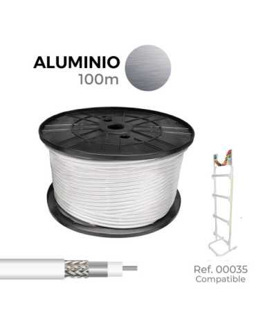 Lote de 100 Unidades Cable Coaxial Apantallado RG6 Aluminio EURO/m EDM