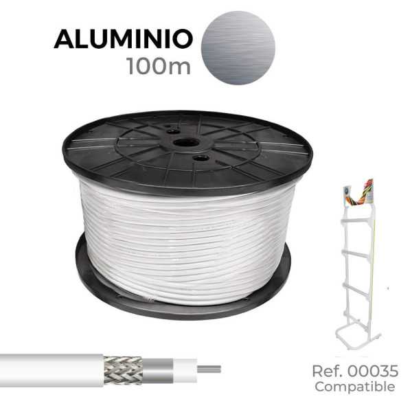 Lote de 100 Unidades Cable Coaxial Apantallado RG6 Aluminio EURO/m EDM
