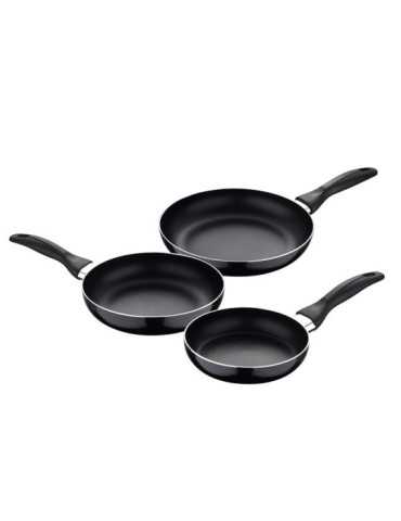 Set 3 Sartenes Aluminio Prensado Apto para Inducción Navy Black Ø16 / Ø20 / Ø24 cm SAN IGNACIO
