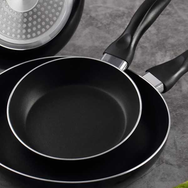 Set 3 Sartenes Aluminio Prensado Apto para Inducción Navy Black Ø16 / Ø20 / Ø24 cm SAN IGNACIO