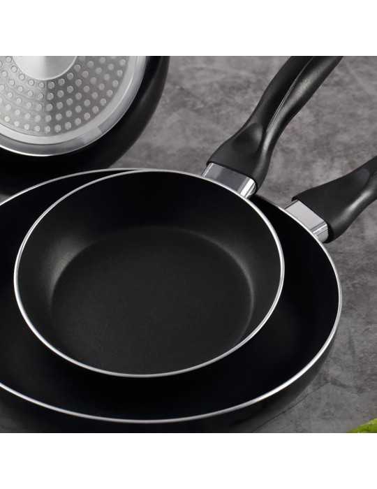 Set 3 Sartenes Aluminio Prensado Apto para Inducción Navy Black Ø16 / Ø20 / Ø24 cm SAN IGNACIO
