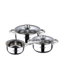 Bateria 5 Piezas de Acero Inoxidable Cassel: Cazo Ø16 cm / Cacerola con Tapa Ø18 cm / Cacerola con Tapa Ø20 cm SAN IGNACIO