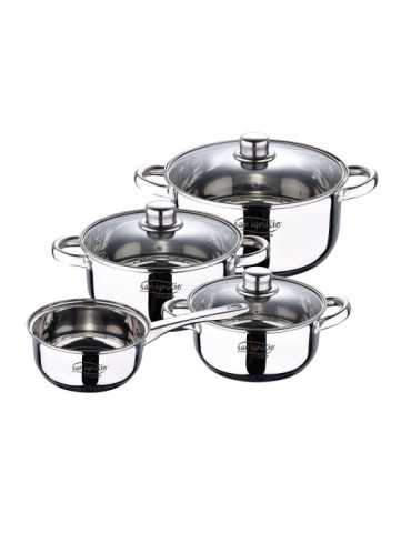 Bateria 7 Piezas de Acero Inox Ind Cassel: Cazo Ø16 cm / Cacerola con Tapa Ø18 cm / Cacerola con Tapa Ø20 cm / SAN IGNACIO