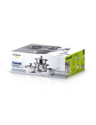 Bateria 7 Piezas de Acero Inox Ind Cassel: Cazo Ø16 cm / Cacerola con Tapa Ø18 cm / Cacerola con Tapa Ø20 cm / SAN IGNACIO 2
