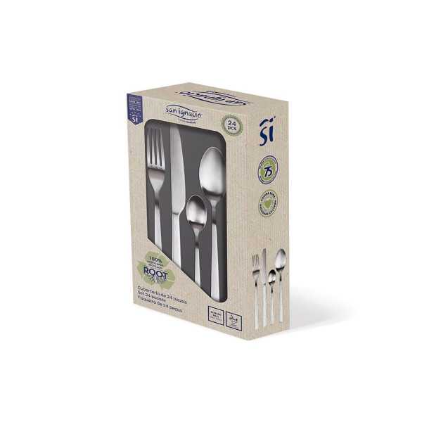 Cubertería 24 Piezas de Acero Inoxidable Reciclado Mate Root SAN IGNACIO