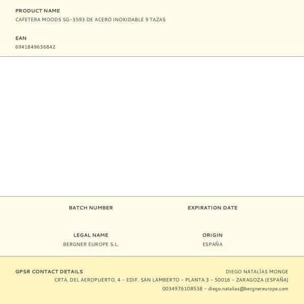 Cafetera Moods SG-3593 de Acero Inoxidable 9 Tazas SAN IGNACIO