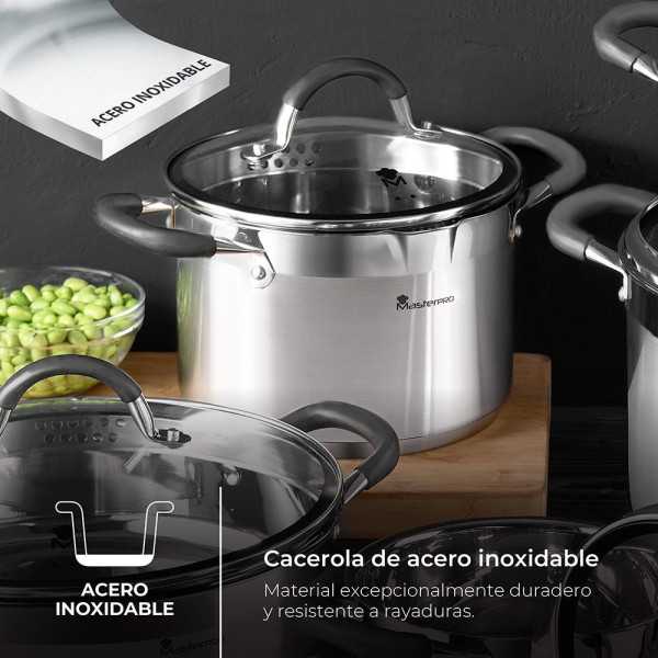 Olla 5 L de Acero Inoxidable con Tapa Foodies Ø24 x 12 cm MASTERPRO
