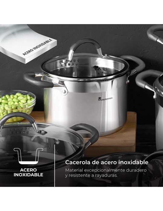 Olla 5 L de Acero Inoxidable con Tapa Foodies Ø24 x 12 cm MASTERPRO